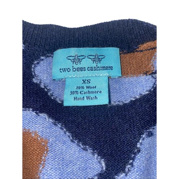 Two Bees Cashmere Leopard Print Cashmere Wool Blend Sweater Size Small XS - Picture 5 of 5
